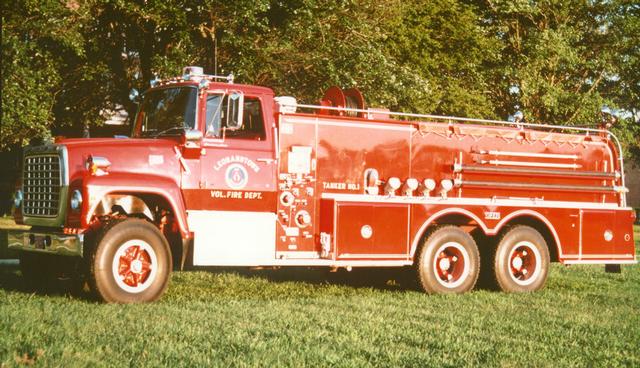 Tanker 1 - 1973 Ford ‘Oren” Tanker, carried 2000 gallons of water that could be dumped in 1 ½ minutes.  This was our first custom tanker. 