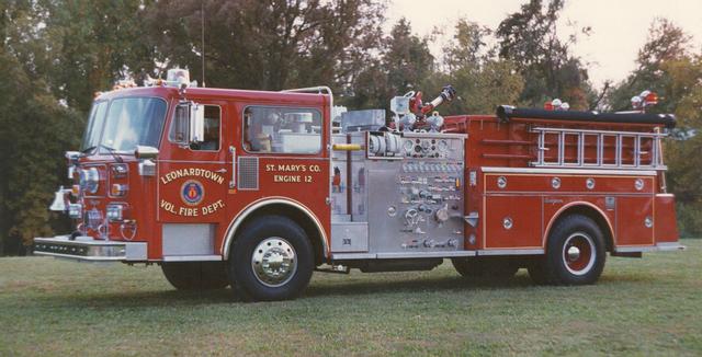 Engine 12 - 1987 Seagrave Pumper, 1000 GPM, 1000 gallon water, donated to St. Mary’s County Board of Education to support the Fire/EMS program at the Technical Center.