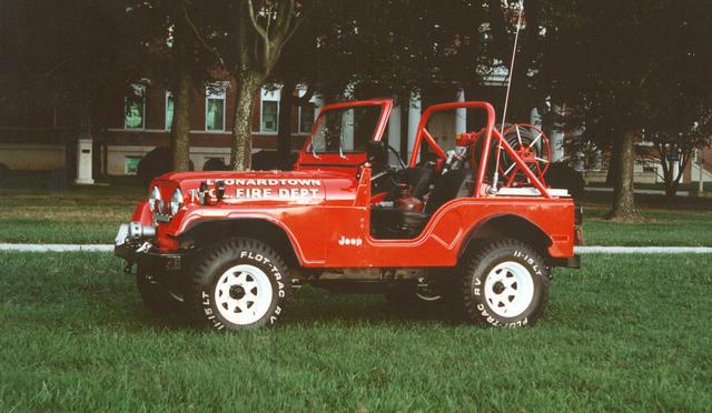 Jeep 1 - One of many Jeep brush units used by the department.  Often these were Army surplus vehicles that were acquired and converted for this use. 