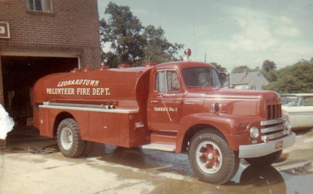 Tanker 1 - 1958 International tank truck, first tanker owned by the LVFD, It carried 2000 gal. and pumped 60 GPM.  It was donated to us by Southern Maryland Oil.