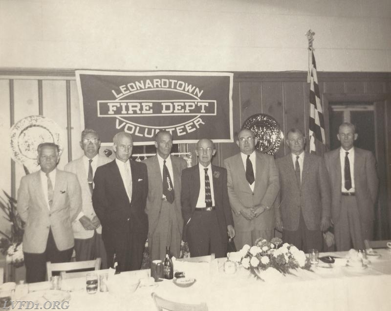 Charter Members: Dale Cropper, Leroy McNey, Kenneth Duke, Barnard Smith, Roland Duke, Frank Guy, Maurice Thrift & Louis Edwards, Not shown are Charter Members: Henry Camalier, Ford Connelly, Frank Scrivener, John Sterling and Edward  Sterling. Note: Leroy McNey and Kenneth Duke in photo were not Charters 