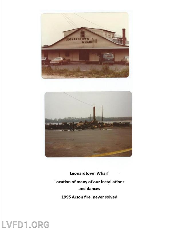 1985: Leonardtown Wharf fire  arson never solved, Many Fire Department banquets held there